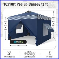 10x10' Pop Up Canopy Tent Portable Shelter Shade Canopy with Removable Sidewall