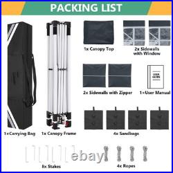 10x10 Pop Up Canopy Tent with 4 Sidewalls, Commercial Party Folding Waterproof