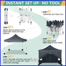 10x10 Pop Up Canopy Tent with 4 Sidewalls, Commercial Party Folding Waterproof