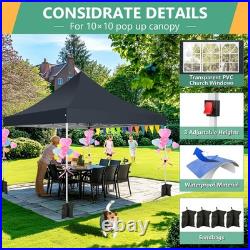 10x10 Pop Up Canopy Tent with 4 Sidewalls, Commercial Party Folding Waterproof