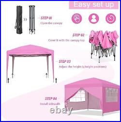 10x10 Pop Up Canopy Tent with Sidewalls Outdoor Portable 10 x 10 FT Pink