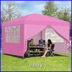 10x10 Pop Up Canopy Tent with Sidewalls Outdoor Portable 10 x 10 FT Pink