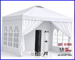 10x10 Pop Up Canopy with Sidewalls- Portable Sun Shade Beach Tent, Gazebo White