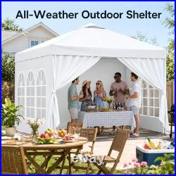 10x10 Pop Up Canopy with Sidewalls- Portable Sun Shade Beach Tent, Gazebo White