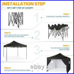 10x10 Pop up Canopy Heavy Duty Commercial Instant Vendor Tent with 4 Sidewalls