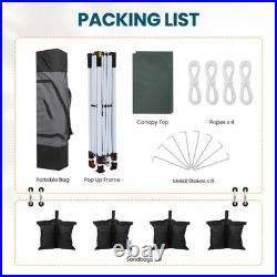 10x10 Pop up Canopy Heavy Duty Gazebo Waterproof Commercial Tent with 4 Sandbag
