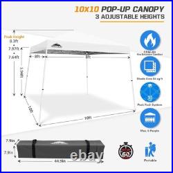 10x10 Pop-up Canopy Tent Polyester Aluminum Frame Portable Outdoor Shelter