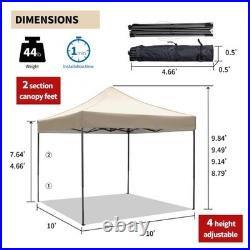 10x10 Pop up Canopy Tent with Awning Easy up Canopy with Wheel Bag Heavy Duty