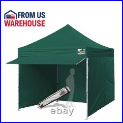 10x10 Standard Canopy Tent Green Extended Awning + 4 Zipper Walls Enclosure
