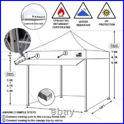 10x10 Standard Canopy Tent Green Extended Awning + 4 Zipper Walls Enclosure