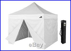 10x10 White EZ Pop Up Canopy Commercial Outdoor Gazebo Tent + 4 Side Walls + Bag