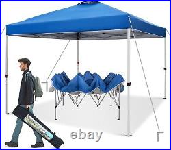 10x10 ft Pop Up Canopy Tent, Easy Up Instant Outdoor Canopy with Vented Top Blue
