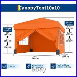 10x10 ft Pop Up Canopy Tent Instant Outdoor Portable Canopy Window Sidewalls