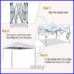 10x10FT Canopy Gazebo Tent Sun Shade Pop Up Folding Portable UV-Block White
