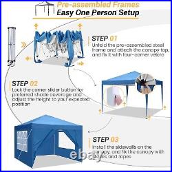 10x10FT Commercial Pop UP Canopy Party Tent Folding Waterproof Gazebo Heavy Duty