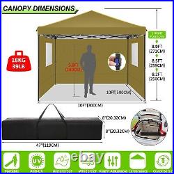 10x10FT Outdoor Pop-Up Canopy Tent With Sidewalls, Heavy Duty Gazebo Waterproof