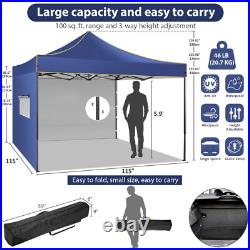 10x10FT Outdoor Pop Up Canopy Tent With Sidewalls, Heavy Duty Gazebo Waterproof