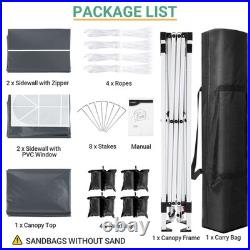 10x10FT Outdoor Pop Up Canopy Tent With Sidewalls, Heavy Duty Gazebo Waterproof#