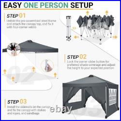 10x10FT Outdoor Pop Up Canopy Tent With Sidewalls, Heavy Duty Gazebo Waterproof#