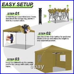 10x10FT Outdoor Pop-Up Canopy Tent With Sidewalls, Heavy Duty Gazebo Waterproof