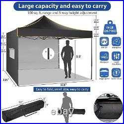 10x10FT Outdoor Pop-Up Canopy Tent With Sidewalls, Heavy Duty Gazebo Waterproof\