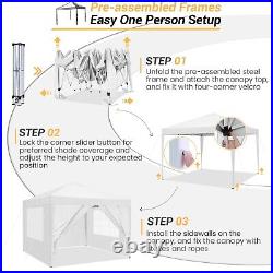 10x10FT Outdoor Pop-Up Canopy Tent With Sidewalls, Heavy Duty Gazebo Waterproof/