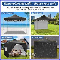 10x10FT Outdoor Pop-Up Canopy Tent With Sidewalls, Heavy Duty Gazebo Waterproof#