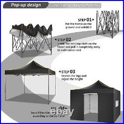 10x10FT Outdoor Pop-Up Canopy Tent With Sidewalls, Heavy Duty Gazebo Waterproof\