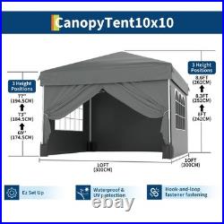 10x10FT Pop Up Canopy Tent, Shade Shelter WithHeavy Duty Steel Frame&Zipper Doors