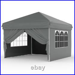 10x10FT Pop Up Canopy Tent, Shade Shelter WithHeavy Duty Steel Frame&Zipper Doors