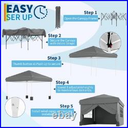 10x10FT Pop Up Canopy Tent, Shade Shelter WithHeavy Duty Steel Frame&Zipper Doors