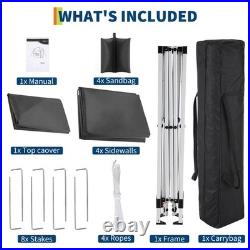 10x10FT Pop Up Canopy Tent, Shade Shelter WithHeavy Duty Steel Frame&Zipper Doors