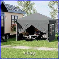 10x10FT Pop Up Canopy Tent, Shade Shelter WithHeavy Duty Steel Frame&Zipper Doors