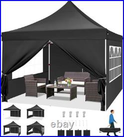 10x10FT Pop Up Canopy Tent with 4 Removable Sidewalls Outdoor Canopy for Parties