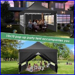 10x10FT Pop Up Canopy Tent with 4 Removable Sidewalls Outdoor Canopy for Parties