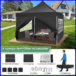 10x10FT Pop Up Canopy Tent with 4 Removable Sidewalls Outdoor Canopy for Parties