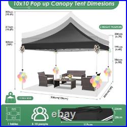 10x10FT Pop Up Canopy Tent with 4 Removable Sidewalls Outdoor Canopy for Parties