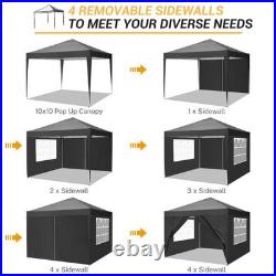 10x10FT Pop Up Canopy Tent with 4 Removable Sidewalls Waterproof Commercial NEW