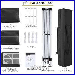 10x10FT Pop Up Canopy Tent with 4 Removable Sidewalls Waterproof Commercial NEW