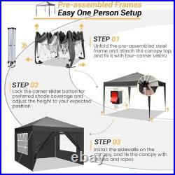 10x10FT Pop Up Canopy Tent with 4 Removable Sidewalls Waterproof Commercial NEW