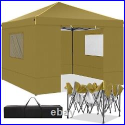 10x10FT Pop Up Canopy Tent with 4 Removable Sidewalls, Waterproof Instant Gazebo #