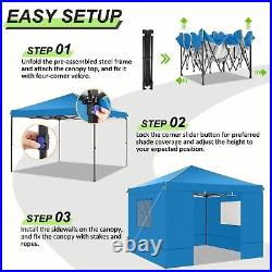 10x10FT Pop Up Canopy Tent with 4 Removable Sidewalls Waterproof Instant Gazebo