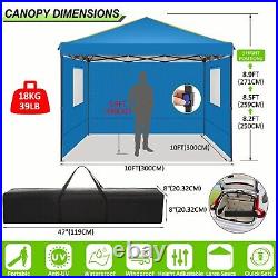 10x10FT Pop Up Canopy Tent with 4 Removable Sidewalls Waterproof Instant Gazebo