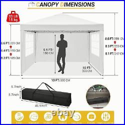 10x10ft Ez Pop Up Canopy Outdoor Instant Gazebo Sun Shade Tent with 4 Sidewalls