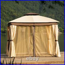 10x10ft Gazebo Canopy Pop-up Sunshade UV Double Vented Roof Waterproof Rustproof