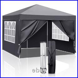 10x10ft Outdoor Pop Up Canopy Instant Canopy Tent with 4 Sidewalls Dark Grey