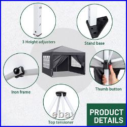 10x10ft Outdoor Pop Up Canopy Instant Canopy Tent with 4 Sidewalls Dark Grey