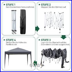 10x10ft Outdoor Pop Up Canopy Instant Canopy Tent with 4 Sidewalls Dark Grey