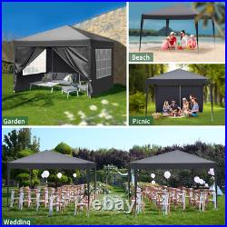 10x10ft Outdoor Pop Up Canopy Instant Canopy Tent with 4 Sidewalls Dark Grey