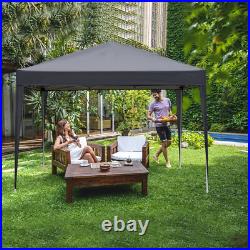 10x10ft Outdoor Pop Up Canopy Instant Canopy Tent with 4 Sidewalls Dark Grey